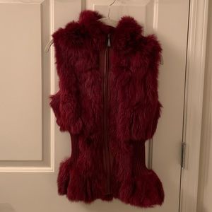 Burgundy Fur Vest